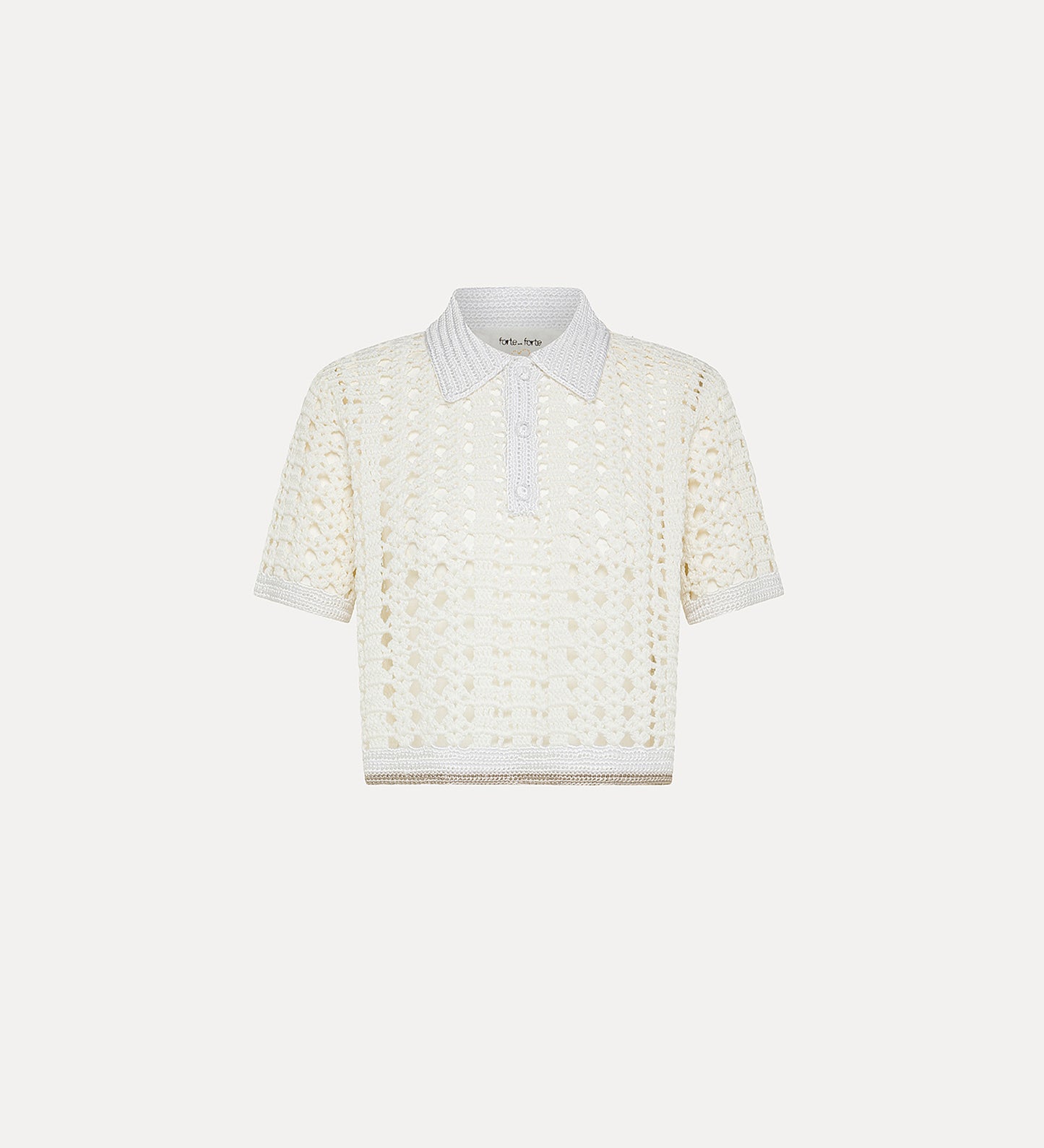 Crocheted Cropped Polo Shirt