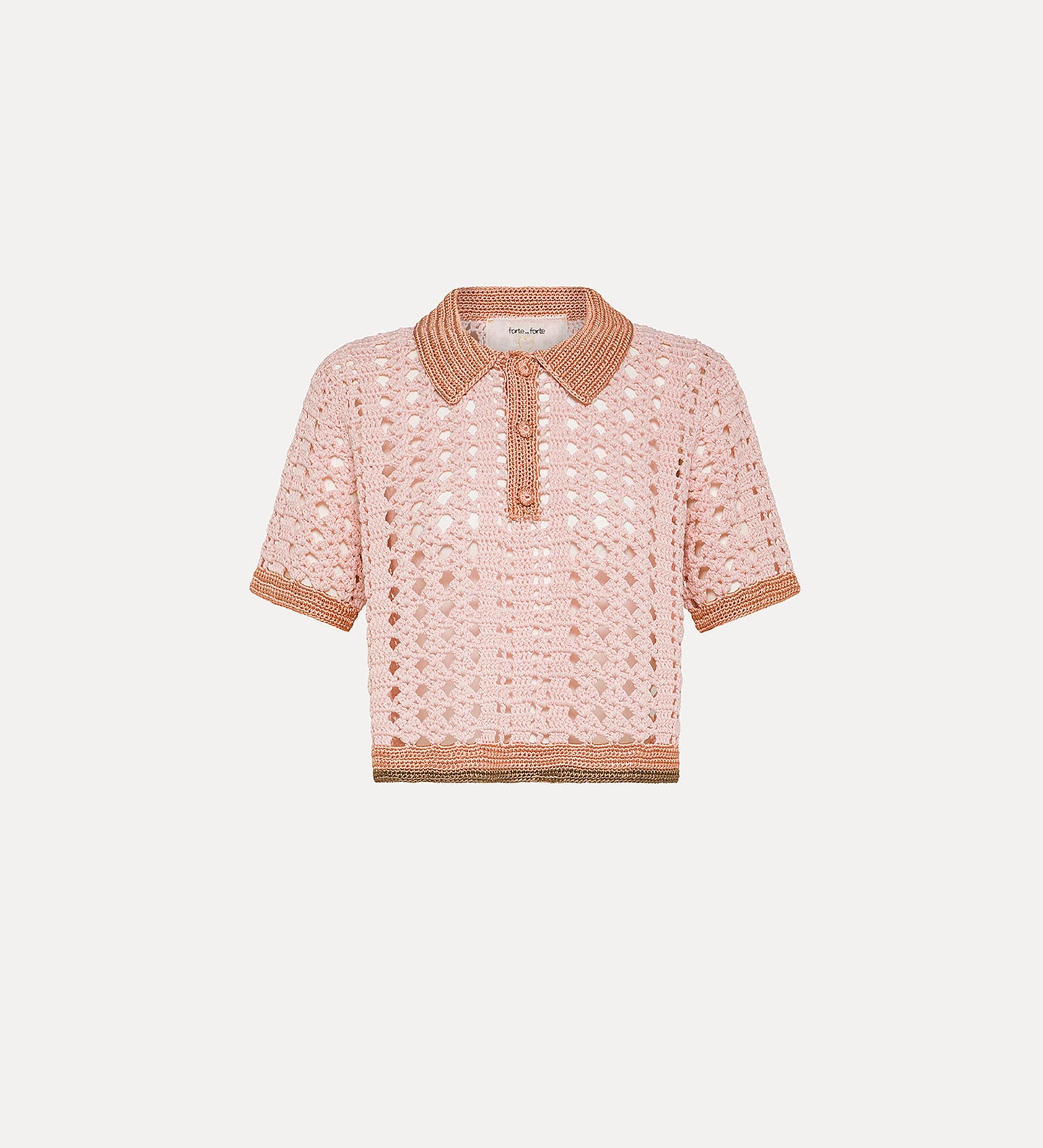 Crocheted Cropped Polo Shirt