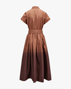 Brown dress with a belt on a white background