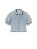 FRAME BILLOW Light blue denim shirt on a white background