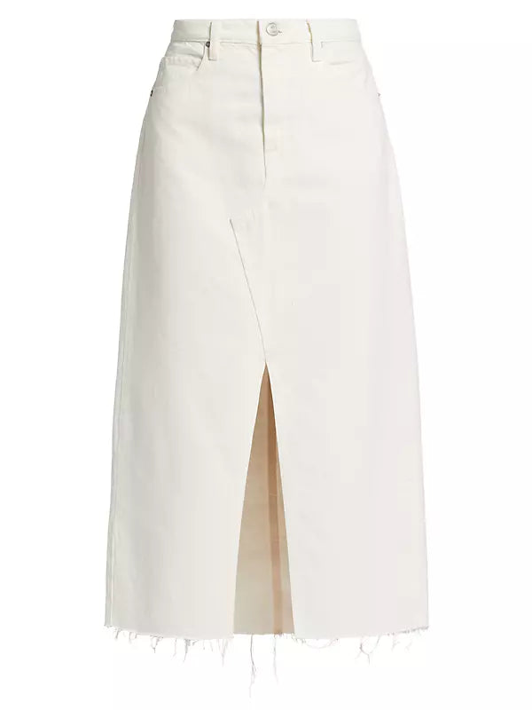 FRAME - The Midaxi Skirt Angled Seam Raw Afterin Ecru