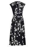 Taxi Wrap Dress in Black Floral