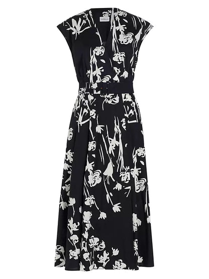 Marella - Taxi Wrap-Dress in Black Floral