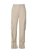 Beige cargo pants on a white background