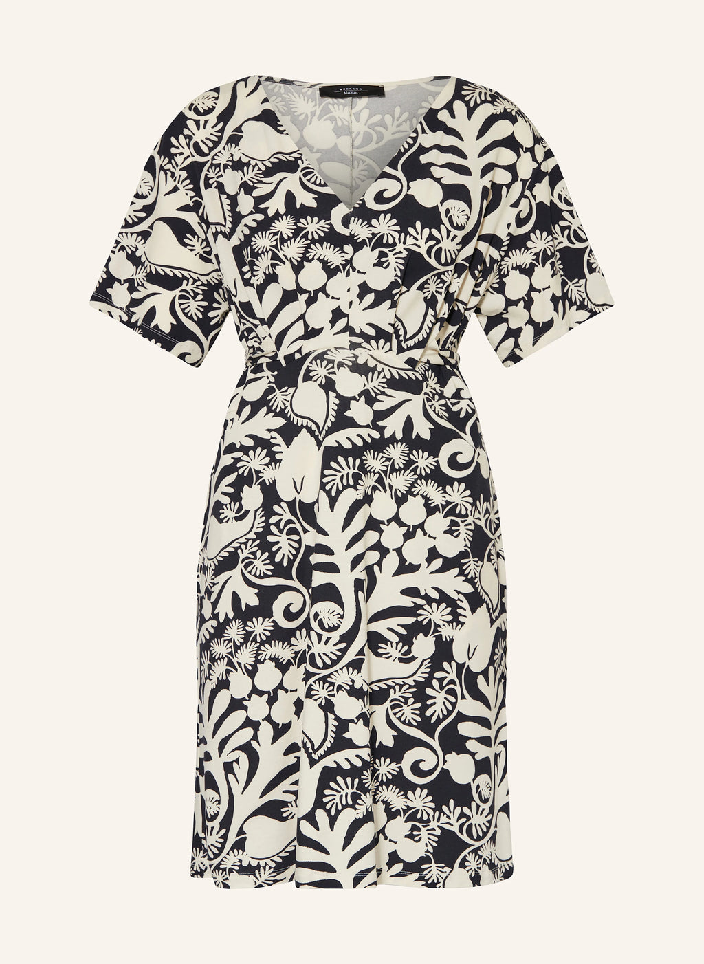 Black and white patterned dress on a white background