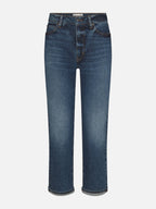 Blue jeans on a white background