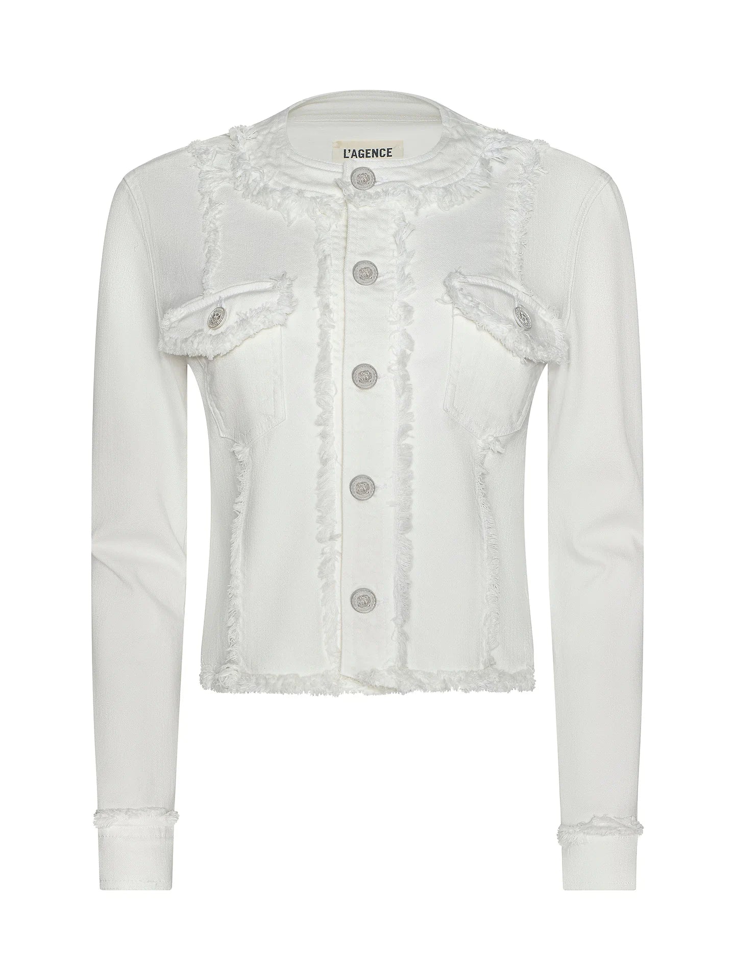 l'agence White denim jacket on a white background