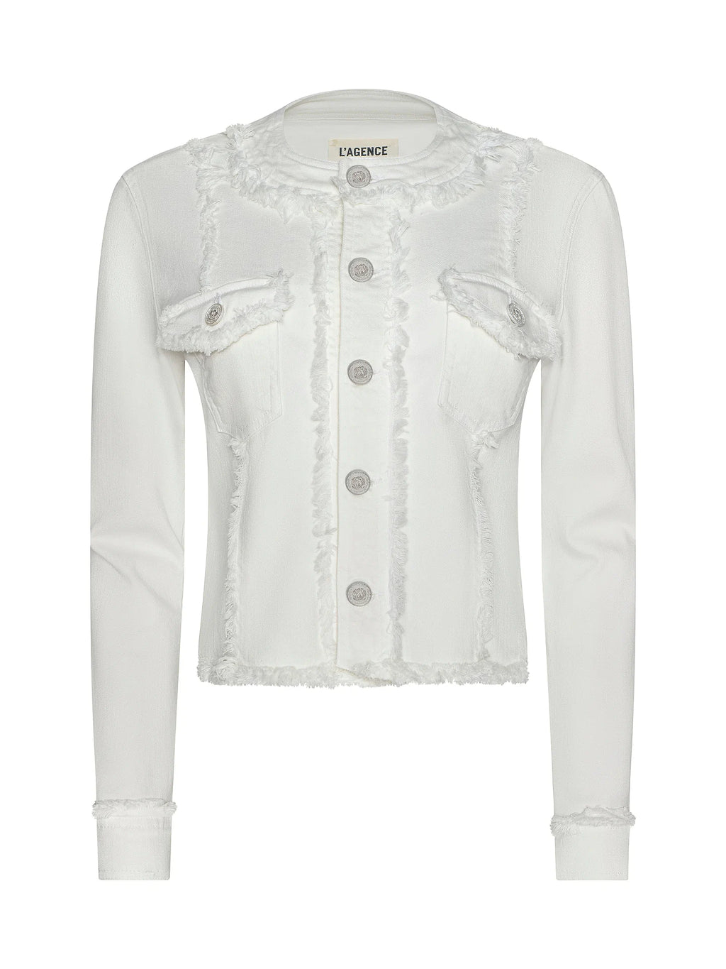 l'agence White denim jacket on a white background
