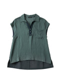 Over line Linen Polo Shirt