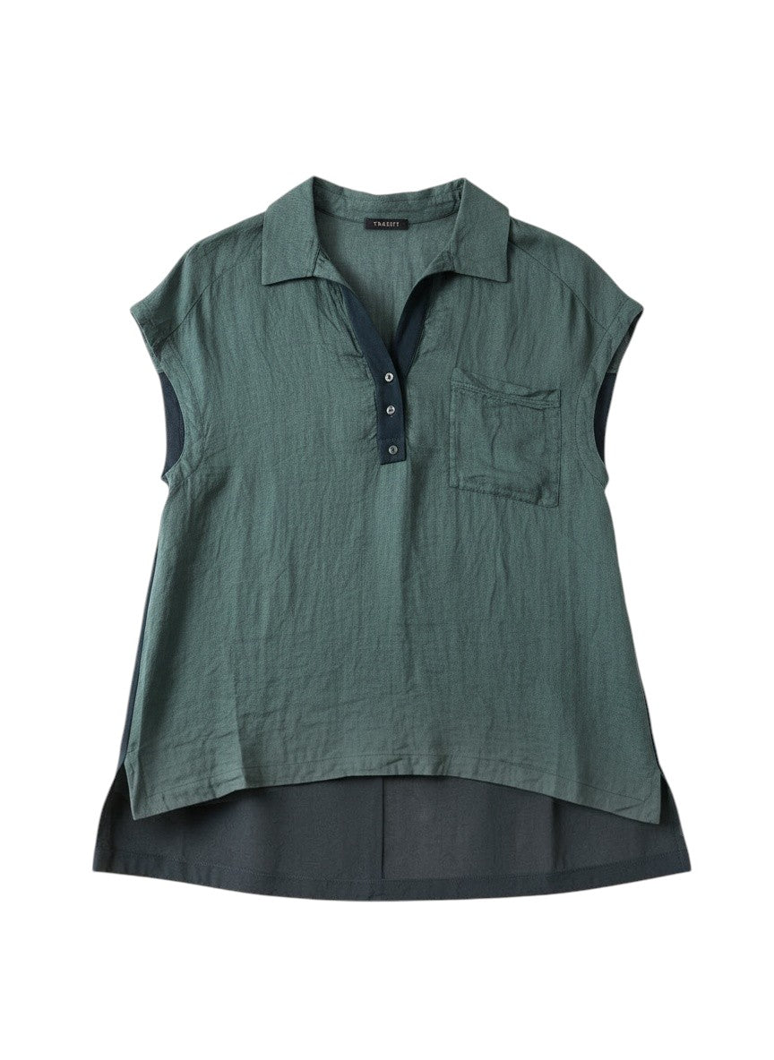 Over line Linen Polo Shirt