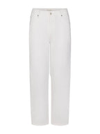 White cropped wide-leg jeans with a straight, relaxed fit, shown flat against a light gray background.