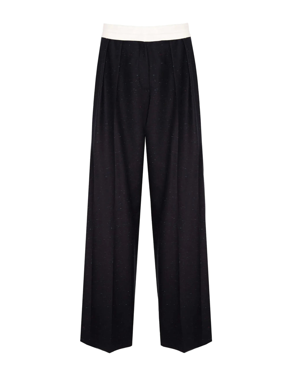 Black wide-leg pants on a white background