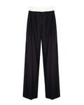 Black wide-leg pants on a white background