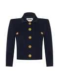 L'Agence Navy blue jacket with gold buttons on a white background
