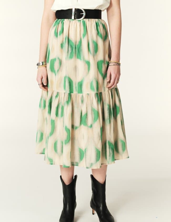 Clarie Skirt in Ecru Green