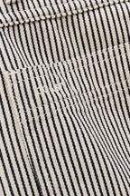 Close-up of black and white striped fabric texture