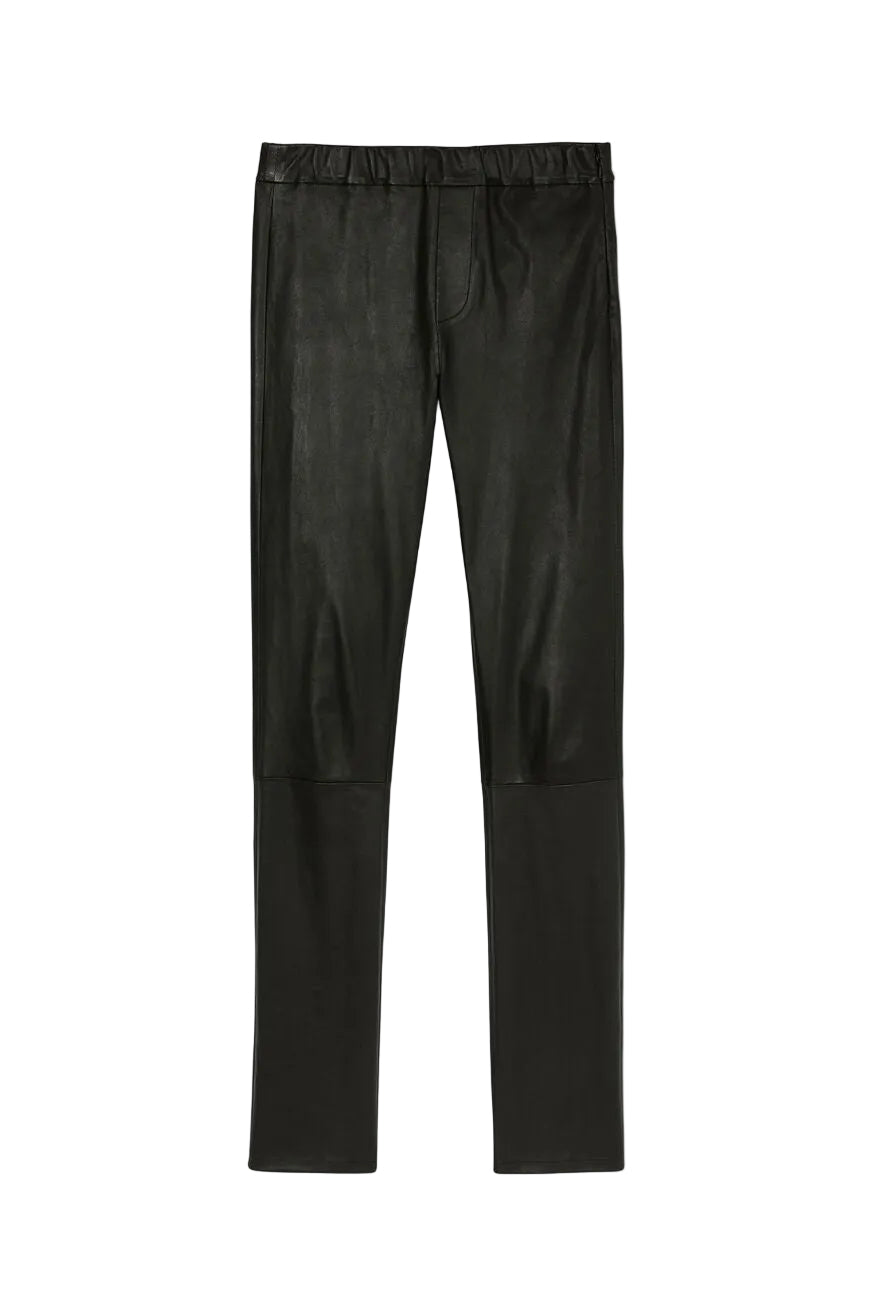 Black leather leggings on a white background