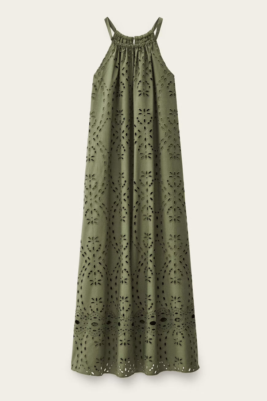 ba&sh bonie dress intricate flower broderie on a white background