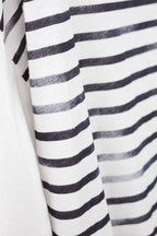 Close-up of a black and white striped fabric on a white background