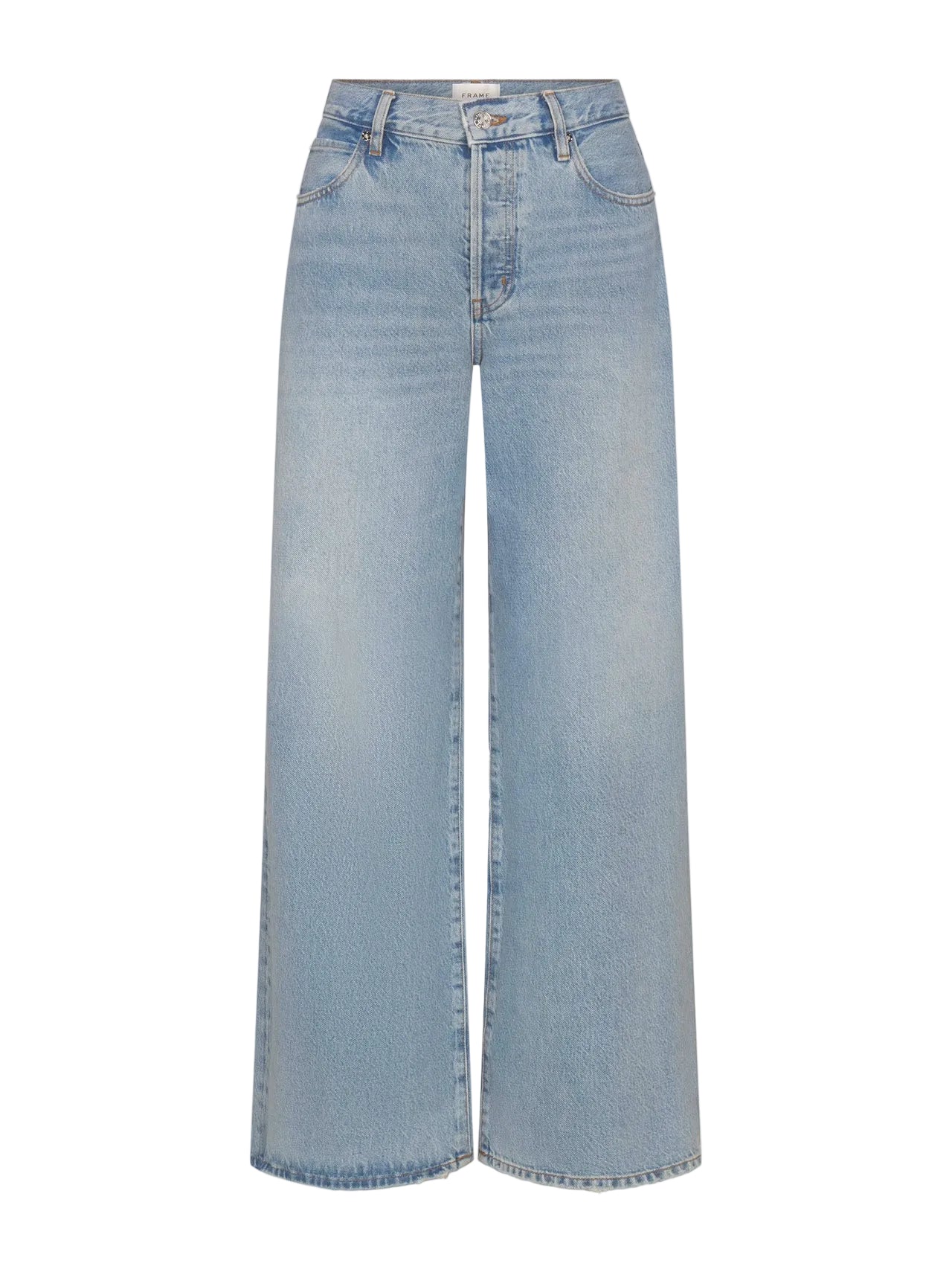 Light blue jeans on a white background