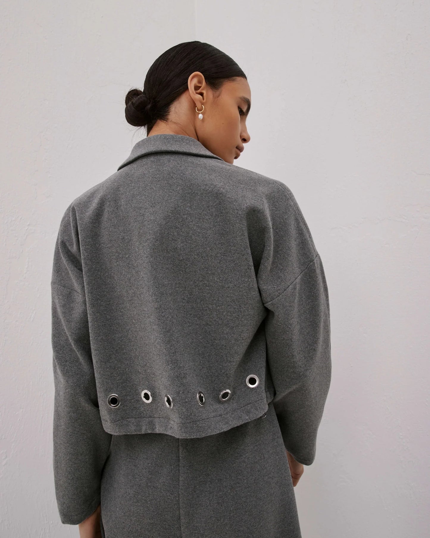 Beatrice B - Fleece Bomber Jacket with Metal Eyelets