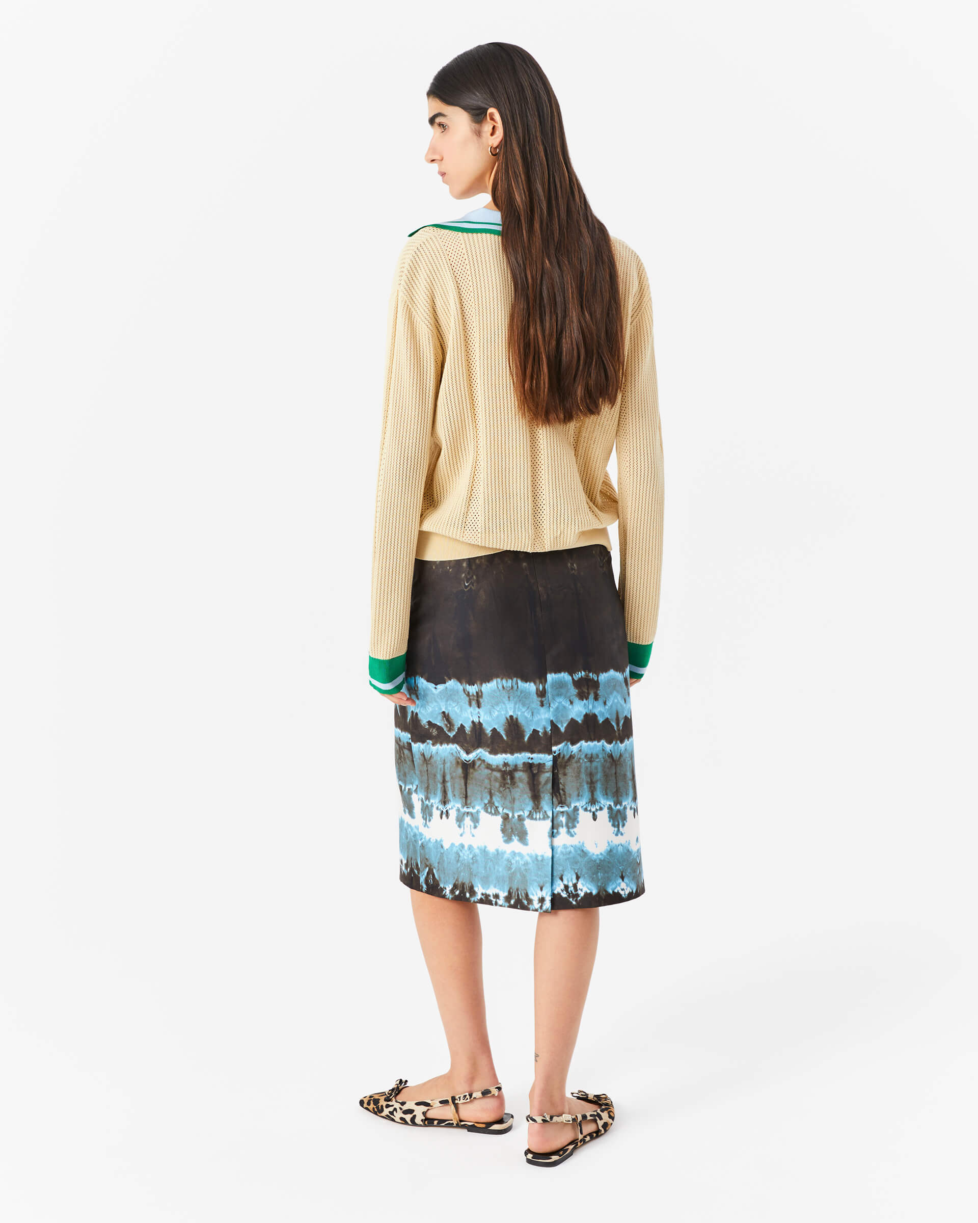 Pencil Skirt of Printed Silk Twill