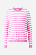 rich and royal Pink and white striped sweater on a light gray background shop online muse boutique hawthorn