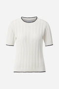 rich and royal White textured short-sleeve top on a light gray background shop online muse boutique hawthorn