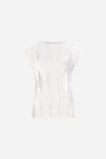rich and royal White sleeveless top with a subtle pattern on a white background shop online muse boutique hawthorn