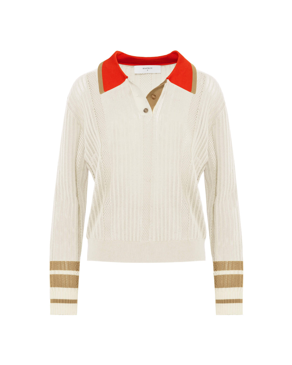 Talitha Perforated Silk Blend Polo with Contrasting accents