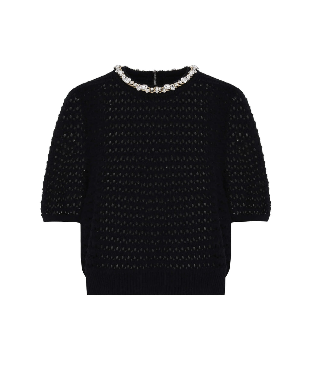 Eris Perforated T-Shirt with Chain and Crystal Collier
