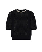 Eris Perforated T-Shirt with Chain and Crystal Collier