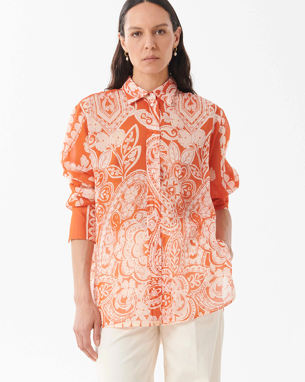 Dafne Printed Shirt in Muslin and Silk