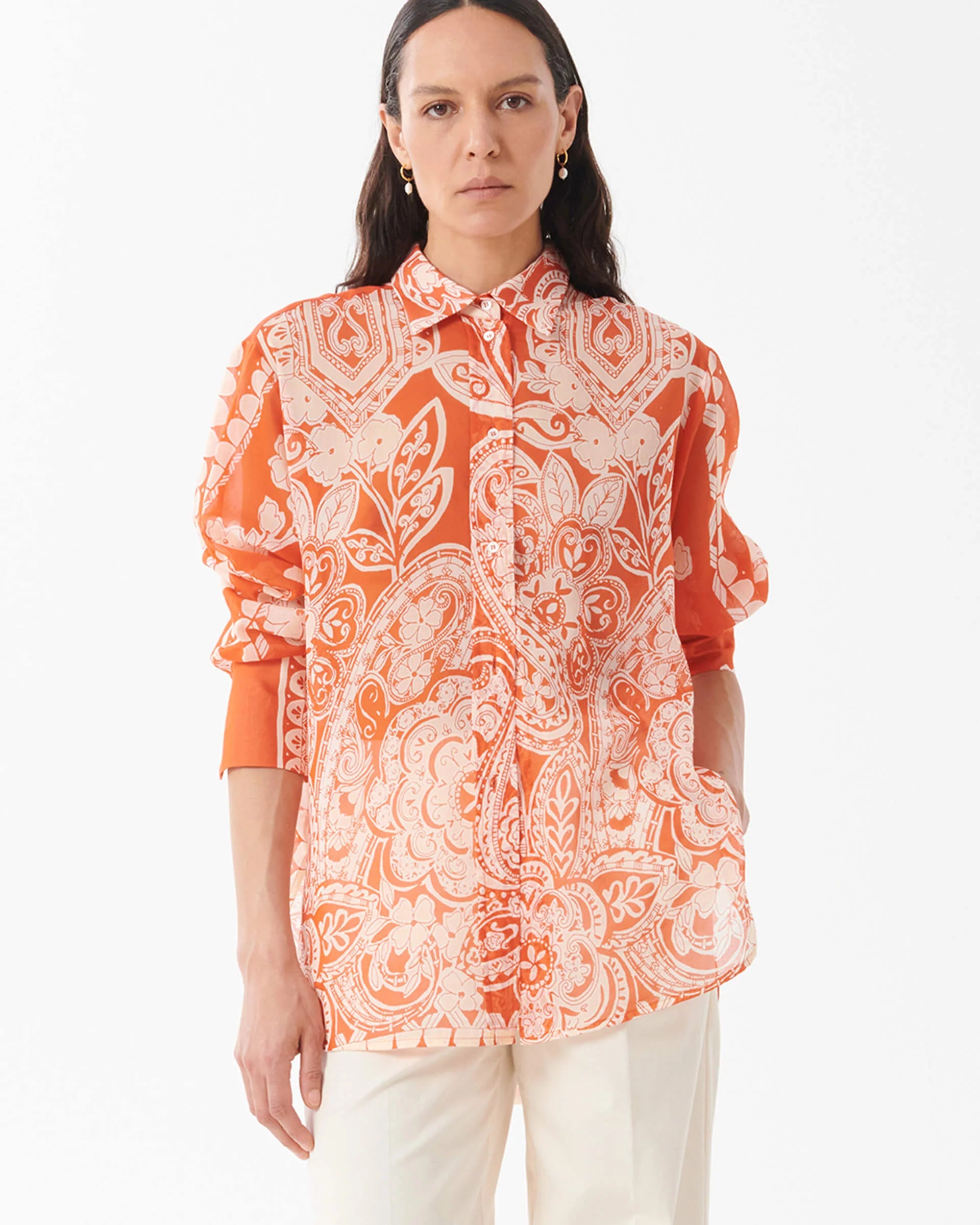 Dafne Printed Shirt in Muslin and Silk