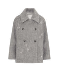 Gray coat with decorative elements on a white background