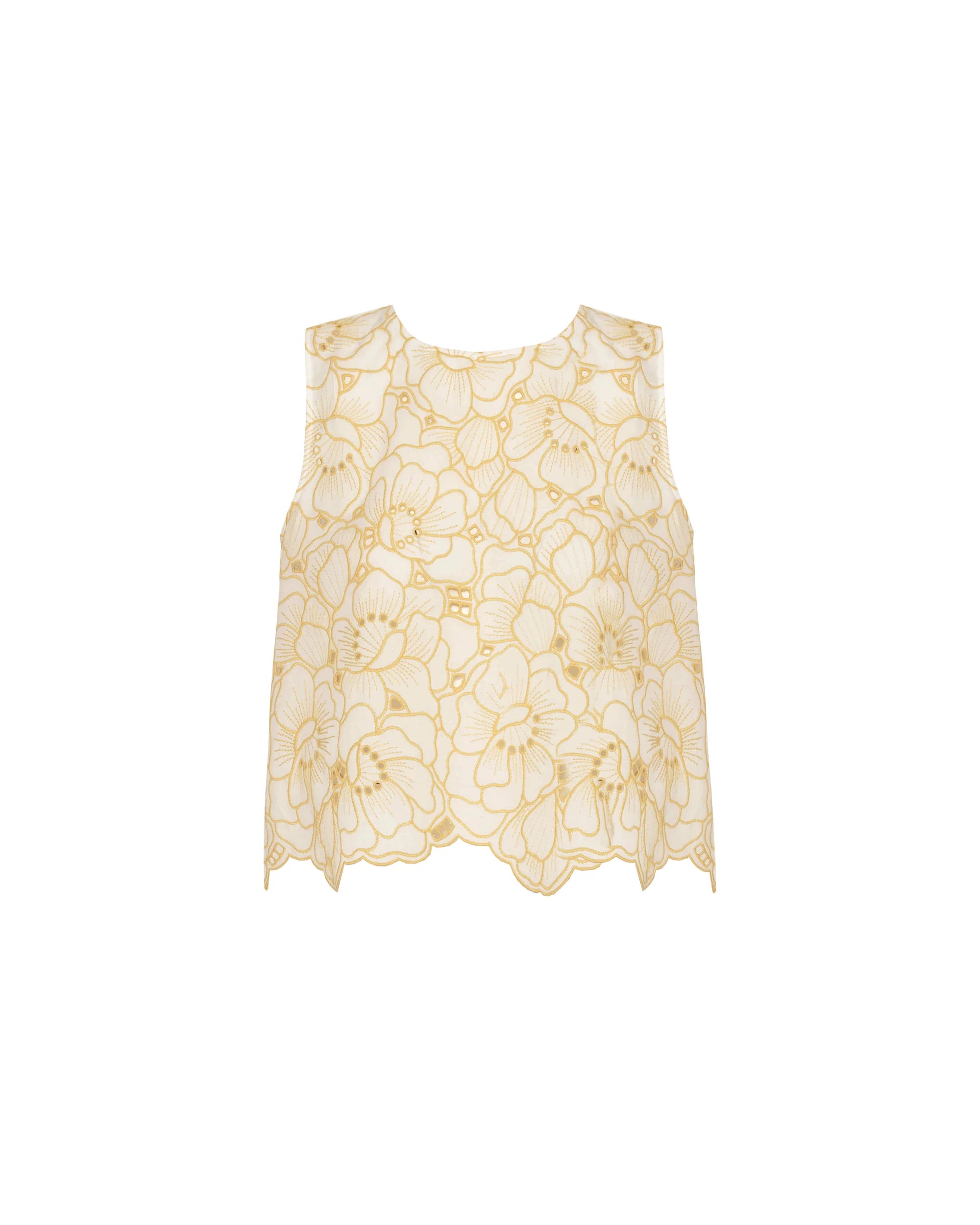 Yellow lace top on a white background