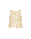 Yellow lace top on a white background