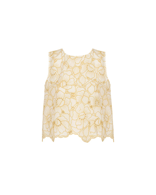 Yellow lace top on a white background