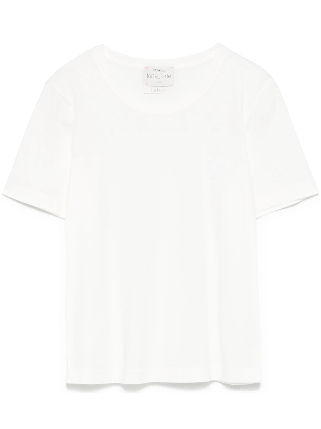 White t-shirt with a brand logo on a white background