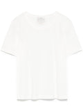 White t-shirt with a brand logo on a white background