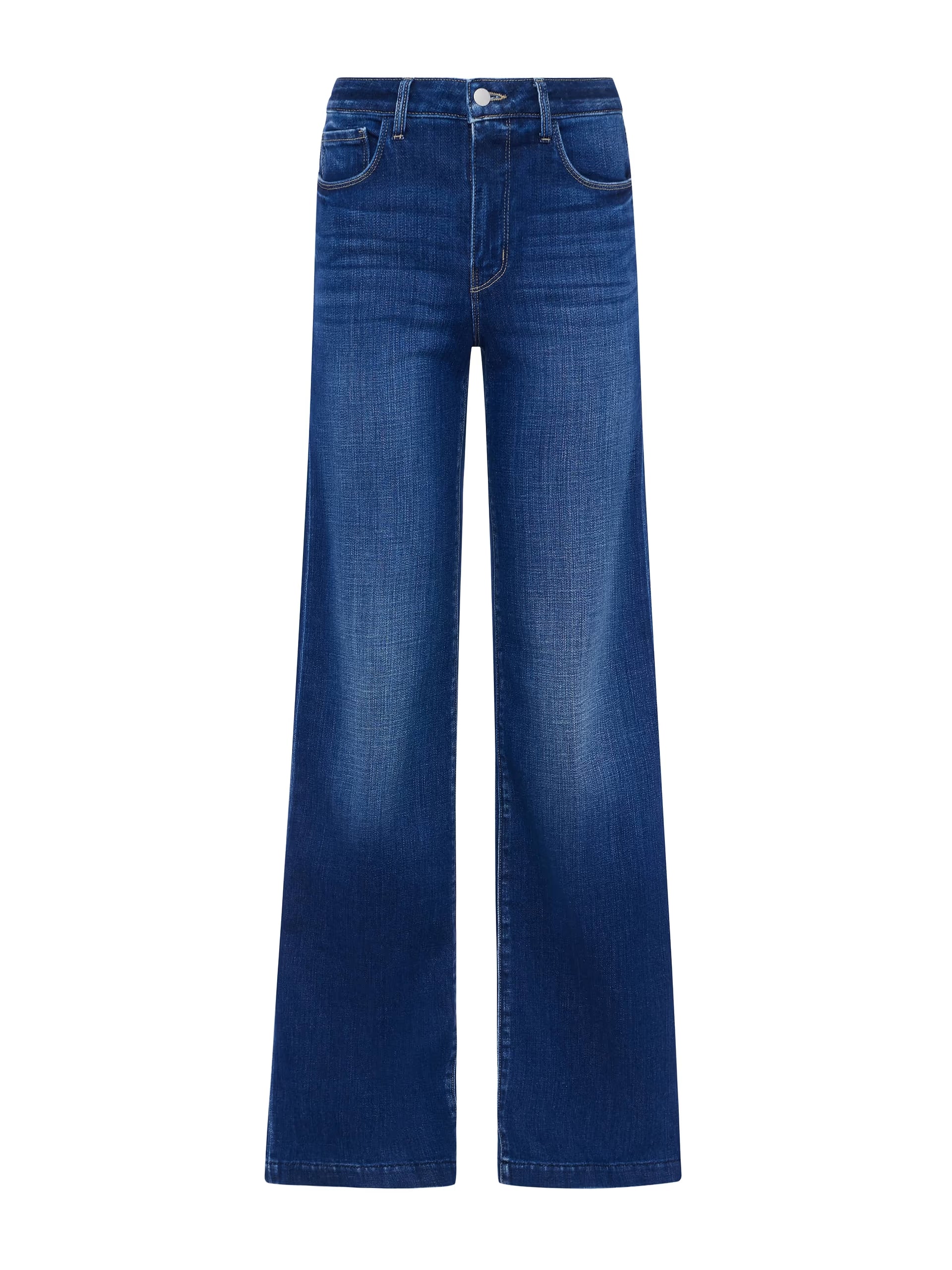 Blue jeans on a white background. l'agence scottie wide leg 