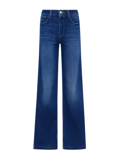Blue jeans on a white background. l'agence scottie wide leg 