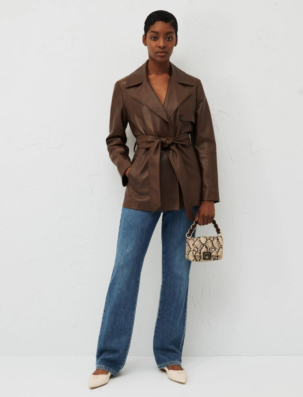 SS24 Marella - Garbata Leather Jacket in Chocolate