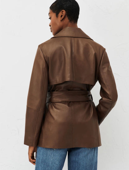 SS24 Marella - Garbata Leather Jacket in Chocolate