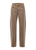 A pair of straight-leg jeans in a washed taupe-brown wash, displayed on a clean white background.