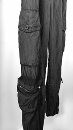 Black cargo pants on a white background