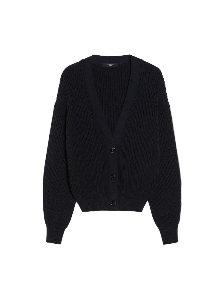Dark Navy cardigan on a white background