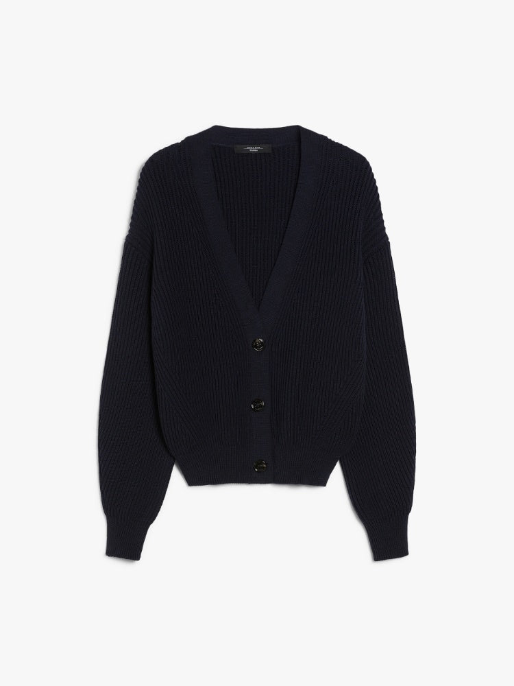 Dark Navy cardigan on a white background