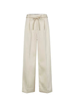 Beige wide-leg pants with a belt on a white background. dazzle satin trousers second female 
