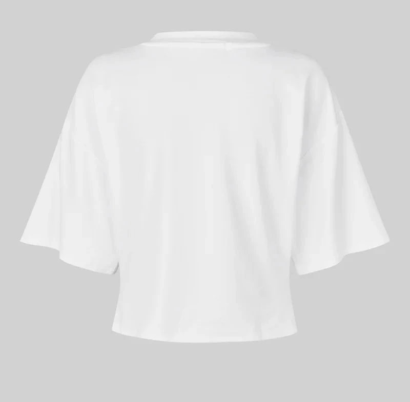 White t-shirt on a gray background